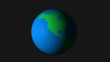 Seamless loop animation of rotating globe, planet Earth Animation video transparent background with alpha channel