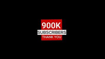 900k subscribers thank you banner Subscribe, animation transparent background with alpha channel video