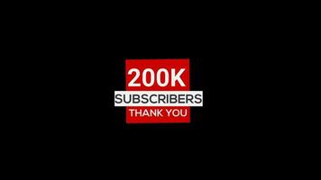 200k suscriptores gracias usted bandera suscribir, animación transparente antecedentes con alfa canal video