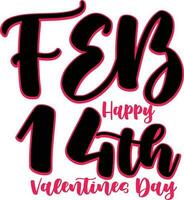 Fab Happy 14th Valentine's Day T-shirt Design vector