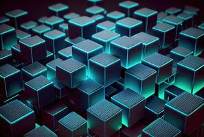 Abstract cubes for block chain concept. Technology and business concept. photo
