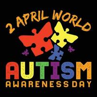 2 April Autism Awareness Day T-shirt Design vector