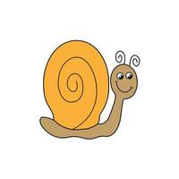 Cute snail cartoon characters vector illustration for kids coloring page