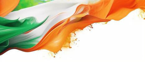 Independence Day concept cover Background with Waving flag in watercolor effect. . photo