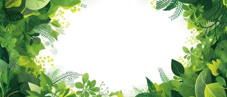 Abstract green background with tropical leaves with copy space. . photo