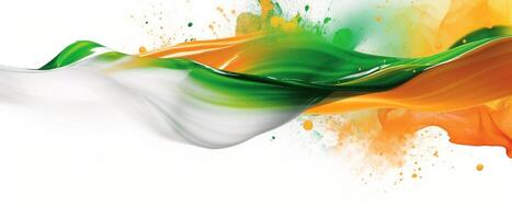 Independence Day concept cover Background with Waving flag in watercolor effect. . photo