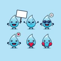 cute of cute water with an expression isolated on cyan backgorund vector