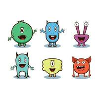 Set of cute monster isolated on white background vector