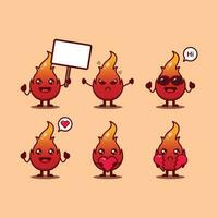 cute of cute fire with an expression isolated on backgorund vector