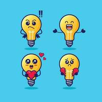 cute of cute lamp with an expression isolated on blue backgorund vector