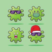 cute of cute virus with an expression isolated on green backgorund vector