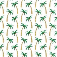 Doodle Palm trees seamless vector pattern. Repeat travel tropical background. Funny hand drawn summer elements