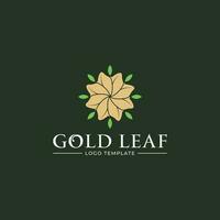 Premium Gold Leaf Luxury Simple Logo Template vector