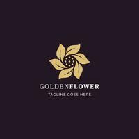 Luxury Golden Flower Logo Icon Template vector