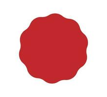 Wavy edge circle sticker. Star burst shape tag for price. Blank sale round sticker. Empty promo badge. Simple circle red wax seal. Vector illustration isolated on white background