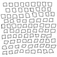 Abstract background from square doodle sketches in horizontal rows. Black and white graphic vector illustration