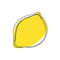 Linear drawing lemon isolated on white background. Sketch. Icon. Vector illustration.