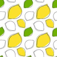 Lemons vector linear illustration. Seamless background for a poster, postcard or textile. Sketch for coloring page.