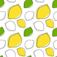 Lemons vector linear illustration. Seamless background for a poster, postcard or textile. Sketch for coloring page.