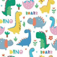 vector dibujado a mano sin costura infantil modelo con linda dinosaurios niños textura para tela, envase, textil, fondo de pantalla, vestir. dinosaurio escandinavo estilo