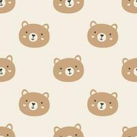 Vector seamless repeating hand-drawn color childish pattern with cute scandinavian style bears on a white background. Seamless kids scandy pattern. Cute animals. Baby pattern with animals.