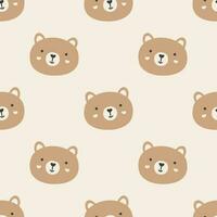 Vector seamless repeating hand-drawn color childish pattern with cute scandinavian style bears on a white background. Seamless kids scandy pattern. Cute animals. Baby pattern with animals.