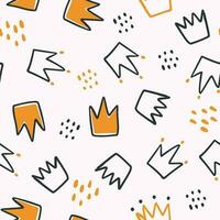 Princess crowns vector seamless pattern. Baby Hand drawn illustration in simple cartoon scandinavian style. Ideal for printing on paper and fabric.