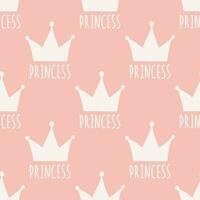 Princess crowns vector seamless pattern. Baby Hand drawn illustration in simple cartoon scandinavian style. Ideal for printing on paper and fabric.