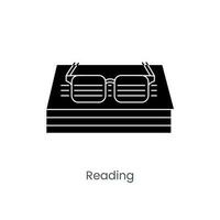 Book icon and glasses in vector, glyph illustration. vector