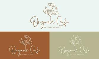 botánico floral elemento mano dibujado logo con salvaje flor y hojas. logo para spa y belleza salón, boutique, orgánico tienda, floral diseñador, interior, fotografía, cosmético. vector