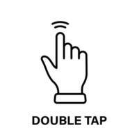 Double Tap Gesture of Computer Mouse. Pointer Finger Black Line Icon. Cursor Hand Linear Pictogram. Touch Click Press Swipe Point Outline Symbol. Editable Stroke. Isolated Vector Illustration.