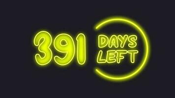 391 day left neon light animated video