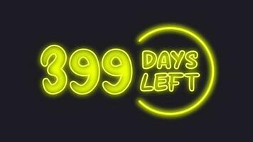 399 day left neon light animated video