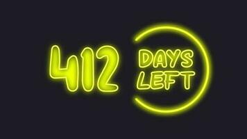 412 day left neon light animated video