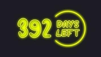 392 day left neon light animated video