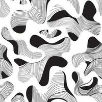 Abstract swirl line seamless pattern with chaotic flowing organic shapes in retro style. Dots, blots and looping lines abstract shapes. Artistic stylish ornamental endless background vector