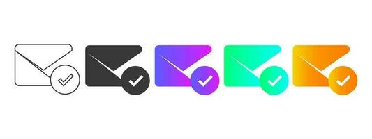 Big set of check marks icon. Tick, checkbox, flag, right, correct answer, option, document, questionnaire, survey. Business concept. Color gradient. vector