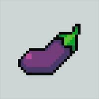 pixel art eggplant. Eggplant vegetables pixelated design for logo, web, mobile app, badges and patches. Video game sprite. 8-bit. Isolated vector illustration.