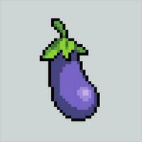 pixel art eggplant. Eggplant vegetables pixelated design for logo, web, mobile app, badges and patches. Video game sprite. 8-bit. Isolated vector illustration.