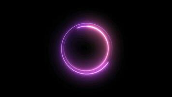 circle shape frame glowing neon lights loop animation on black screen video