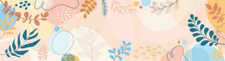 Design banner frame flower Spring background with beautiful. flower background for design. Colorful background with tropical plants. Place for your text. vector