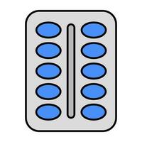 An editable design icon of pills strip vector