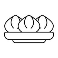 A linear design icon of dumpling vector