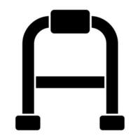 Walking stick icon, solid design of crutch vector