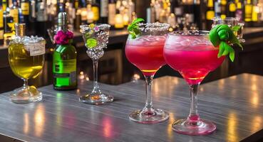 Ginfish cocktails with beautiful decoration. AI generation. photo