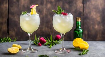 gin cocktail with beautiful decoration. AI generation. photo