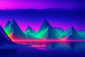 Electric Majesty A Journey Through the Neon Mountains. photo