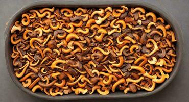 basket with Chanterelle mushrooms. ai generation photo