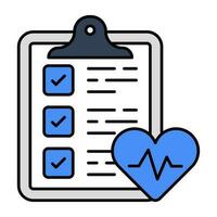 A flat design icon of ecg report vector