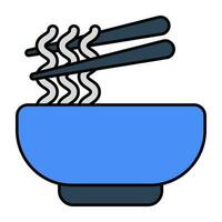 A yummy icon of noodles bowl vector